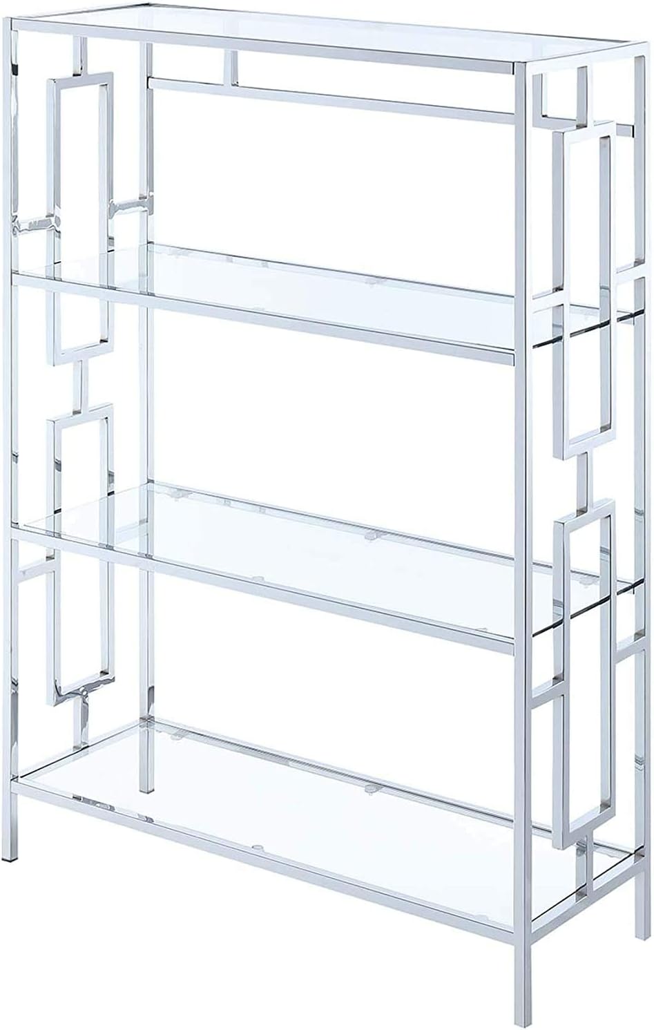 Chrome 4 Tier Bookcase with Clear Glass H998915