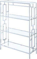 Chrome 4 Tier Bookcase with Clear Glass H998915