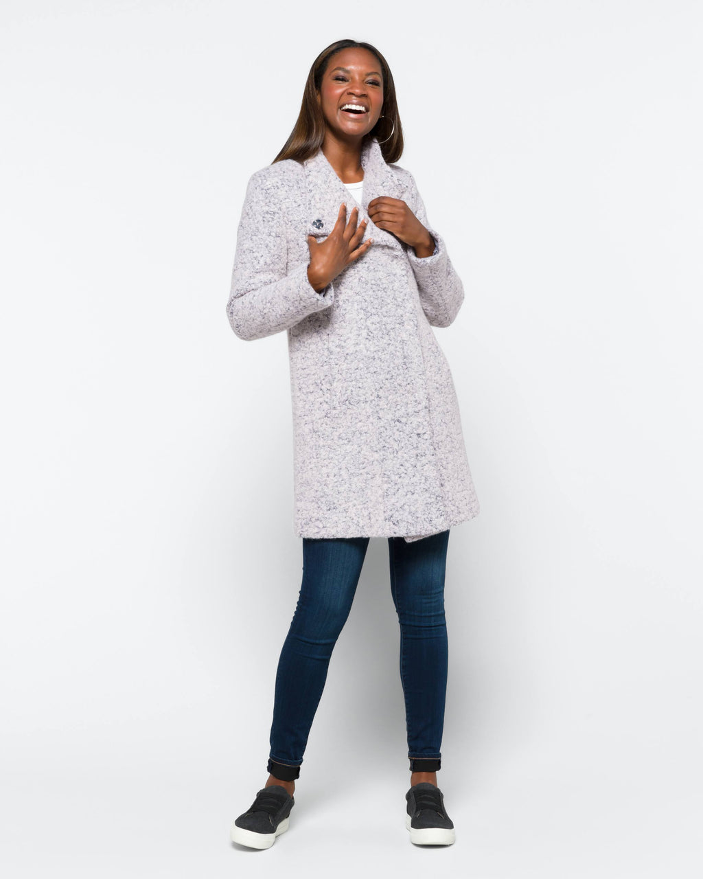 Asymmetrical Boucle Walker Coat E941067