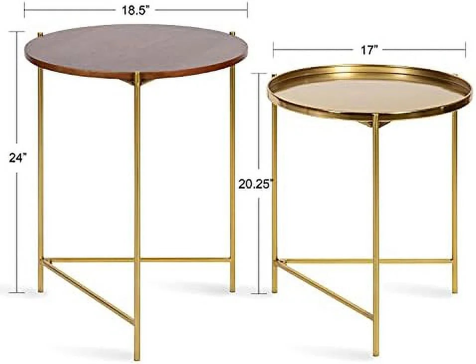 Black Nested Round Metal End Tables W5146