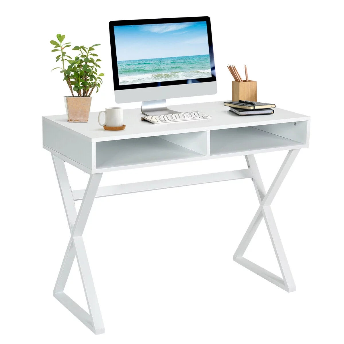 Modern Computer Desk Writing Desk Vanity Table with Storage W11936