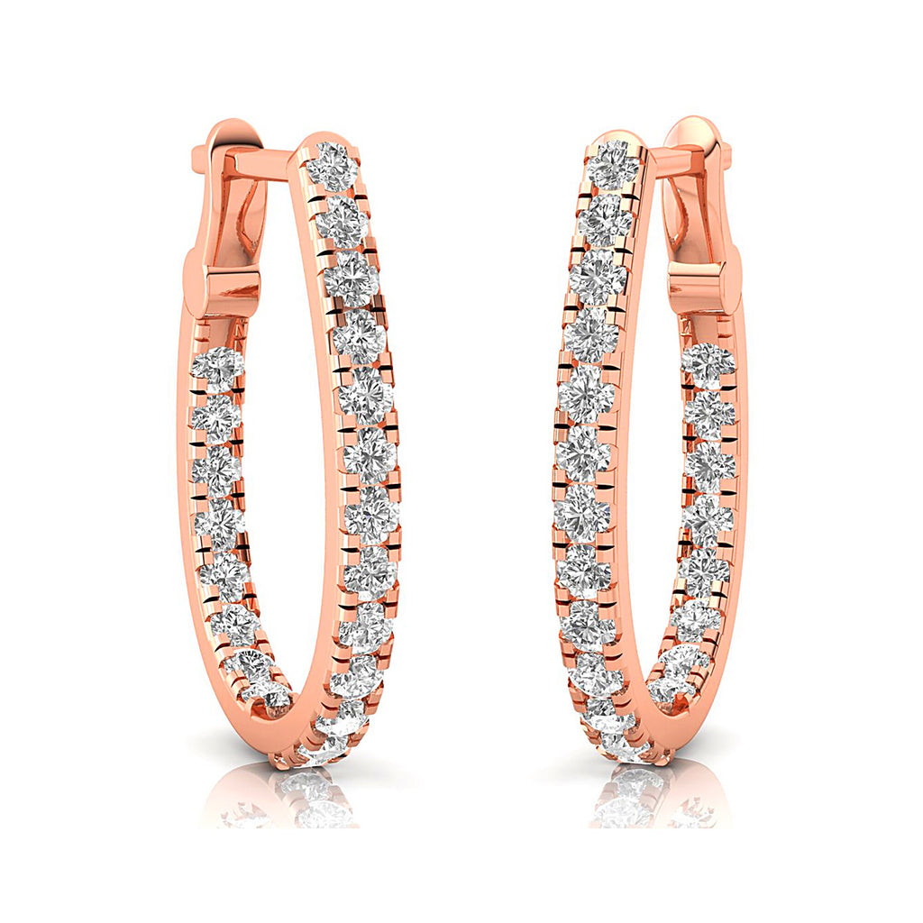 14k Rose Gold Diamond Huggie Earring P255