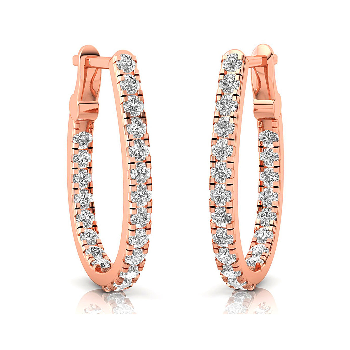 14k Rose Gold Diamond Huggie Earring P255