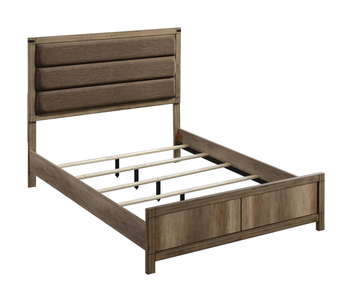 King Size 4pc Upholstered Bed Dresser Mirror Nightstand Bedroom Set V880827