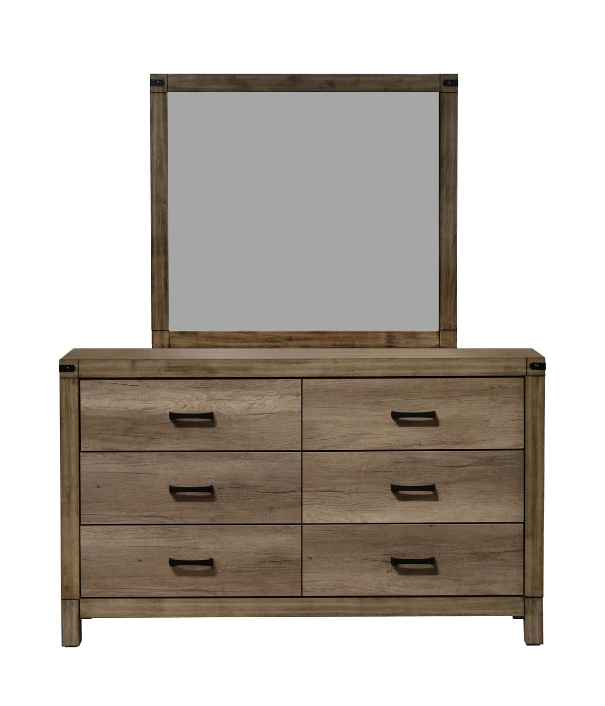 King Size 4pc Upholstered Bed Dresser Mirror Nightstand Bedroom Set V880827