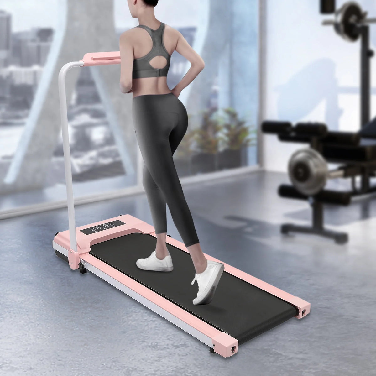 2HP Folding Treadmill with Remote Control and LED Display Q58459