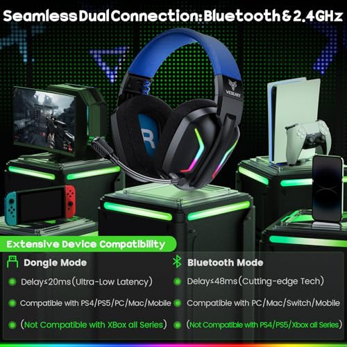 2.4GHz Wireless Gaming Headset with ENC Noise Canceling Microphone N901
