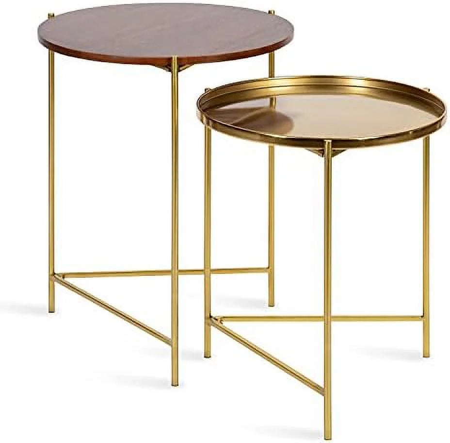 Black Nested Round Metal End Tables W5146