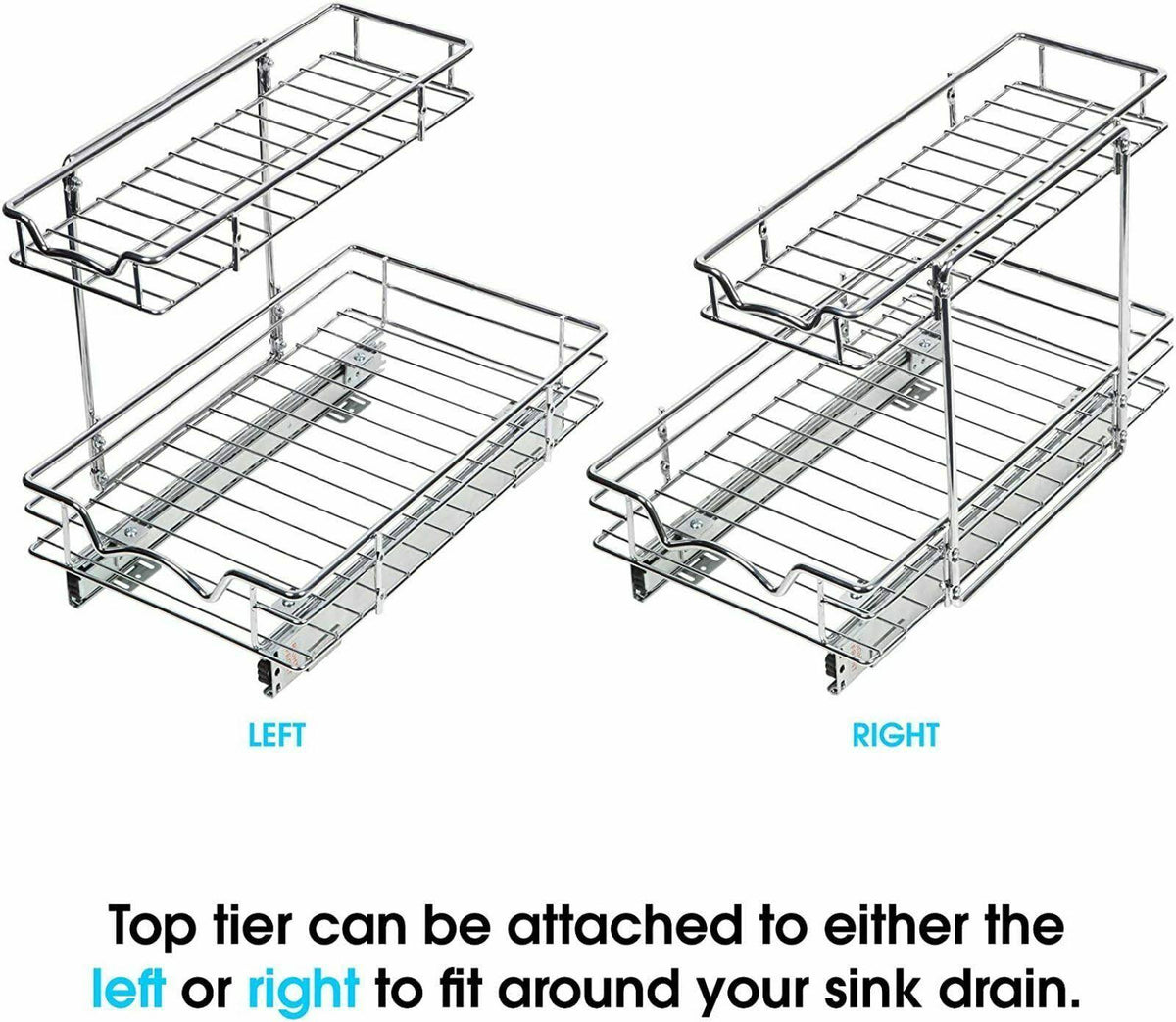 Silver Two Tier Sliding Under Cabinet Organizer C3625