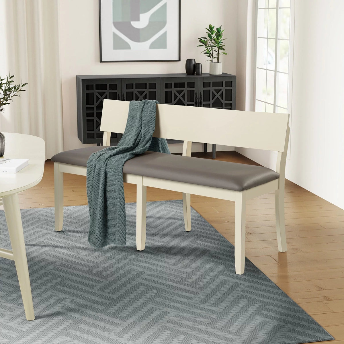 Wood & Faux Leather Dining Height Bench Z319492