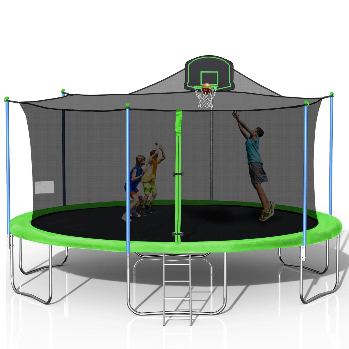 16 FT Trampoline with Basketball Hoop, Enclosure, Waterproof Mat and Ladder E95783