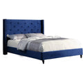 Blue Velvet Upholstered Wingback King Bed G618