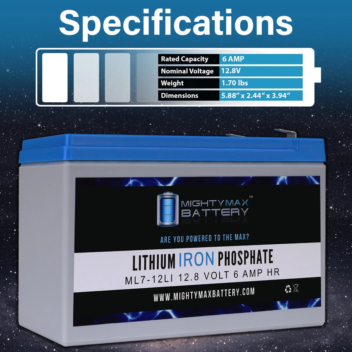 12V 7AH Lithium Replacement Battery 4 Pack E379