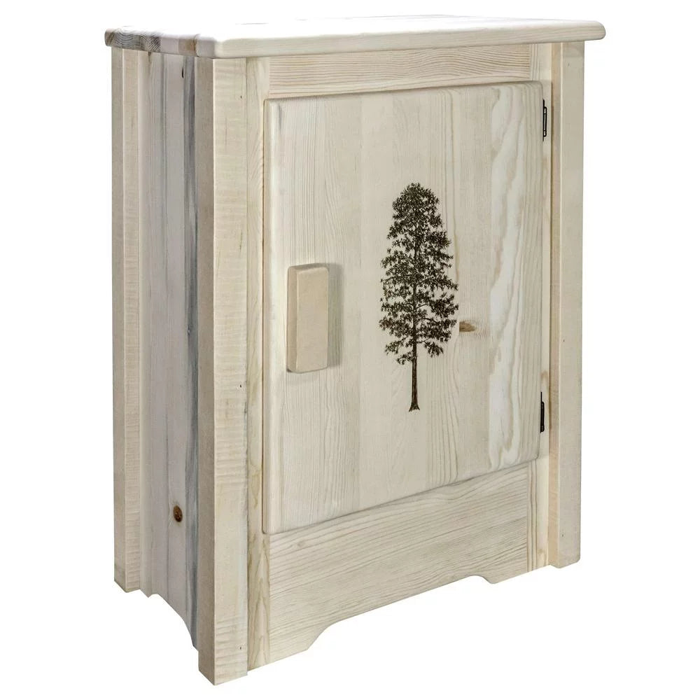 Wood Accent Cabinet with Pine Design in Natural J2910